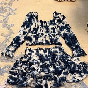 Blue and White Tie-Dye Women's Set